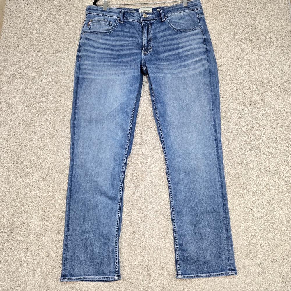 Outpost Makers Jeans Men's 36x32 Relaxed Straight stretch denim blue Buckle